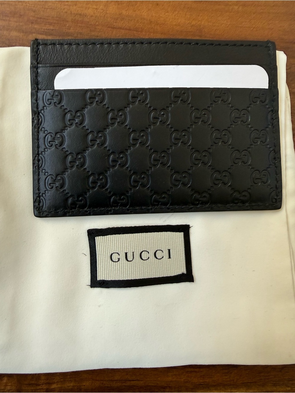 Gucci Black Embossed GG Leather Card Case